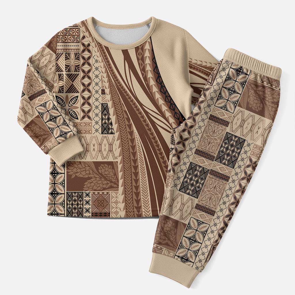 Pasifika Women's Day - Samoa Siapo Malu Tattoo Inspired Pajama Set Beige LT7 Men Beige - Polynesian Pride