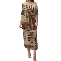 Pasifika Women's Day - Samoa Siapo Malu Tattoo Inspired Puletasi Beige