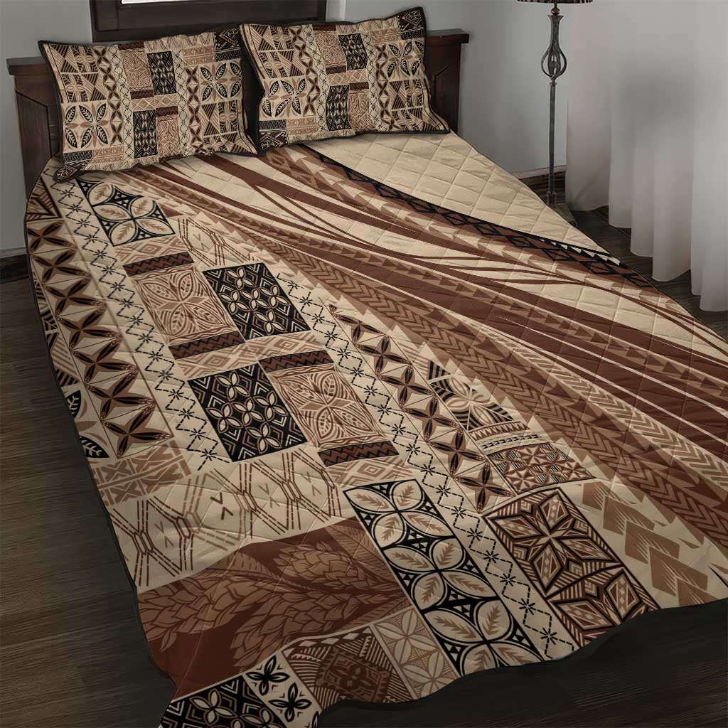 Pasifika Women's Day - Samoa Siapo Malu Tattoo Inspired Quilt Bed Set Beige LT7 Beige - Polynesian Pride