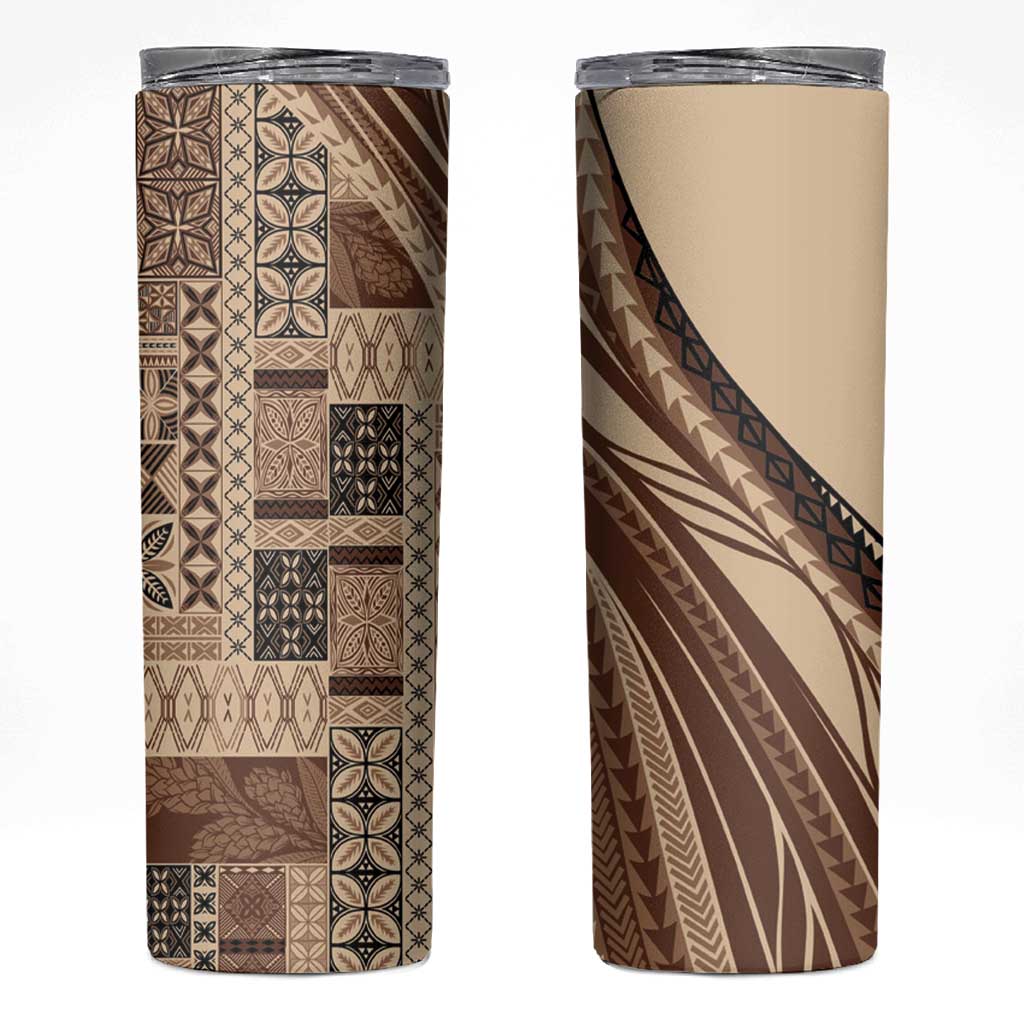 Pasifika Women's Day - Samoa Siapo Malu Tattoo Inspired Skinny Tumbler Beige LT7 Beige - Polynesian Pride