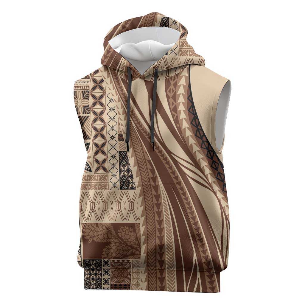 Pasifika Women's Day - Samoa Siapo Malu Tattoo Inspired Sleeveless Hoodie Beige