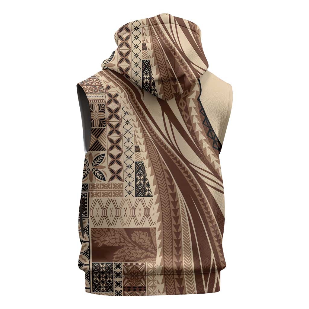 Pasifika Women's Day - Samoa Siapo Malu Tattoo Inspired Sleeveless Hoodie Beige