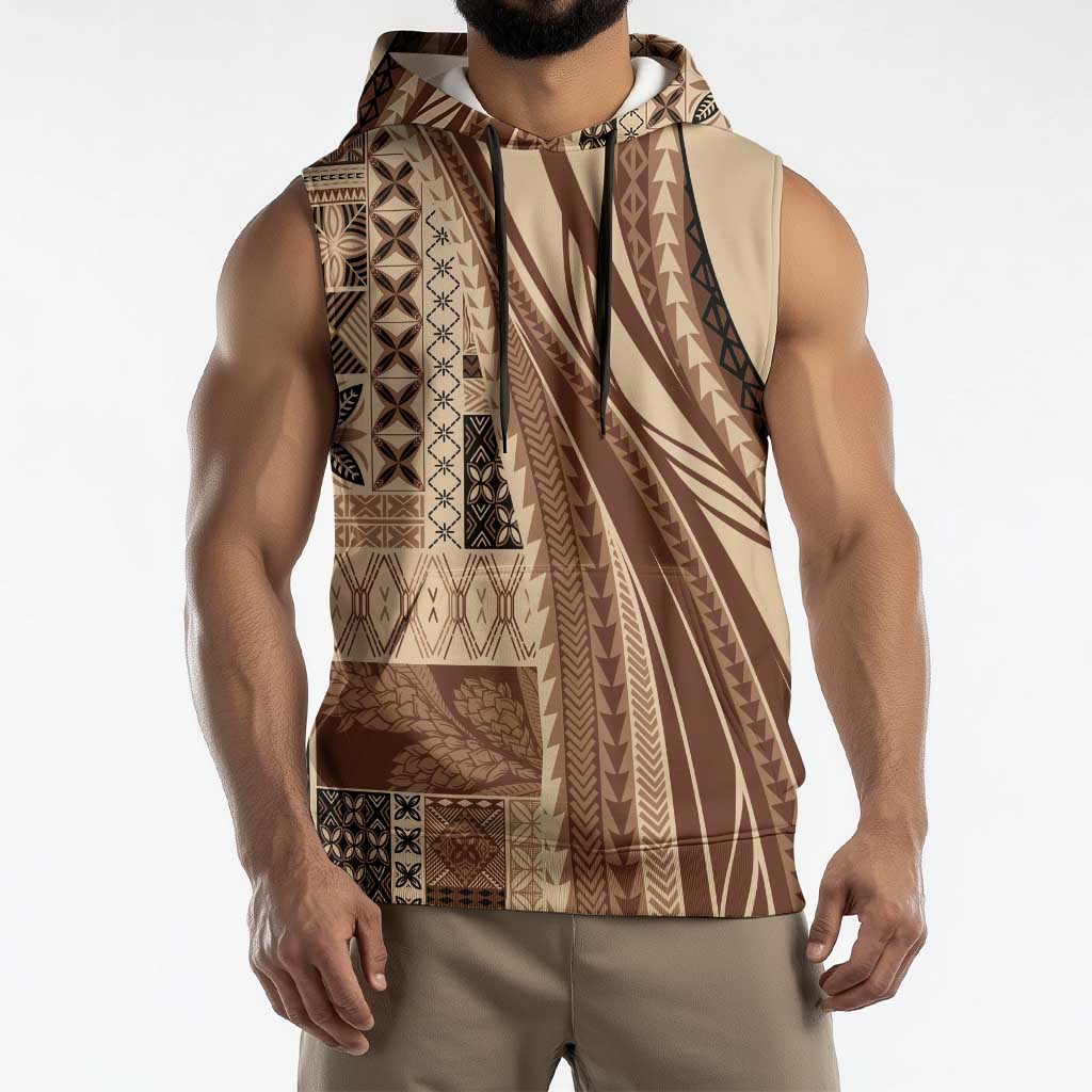 Pasifika Women's Day - Samoa Siapo Malu Tattoo Inspired Sleeveless Hoodie Beige