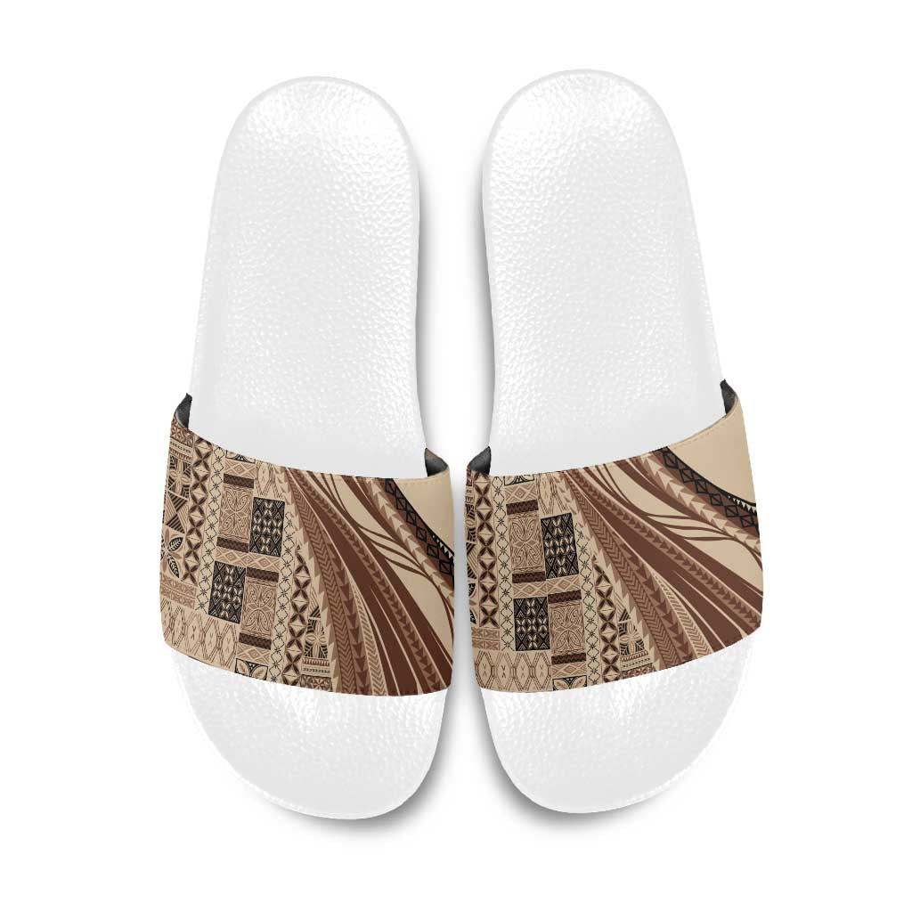 Pasifika Women's Day - Samoa Siapo Malu Tattoo Inspired Slide Sandals Beige LT7 Beige - Polynesian Pride