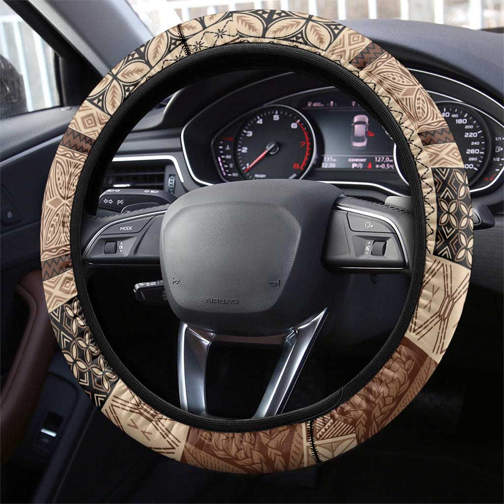 Pasifika Women's Day - Samoa Siapo Malu Tattoo Inspired Steering Wheel Cover Beige
