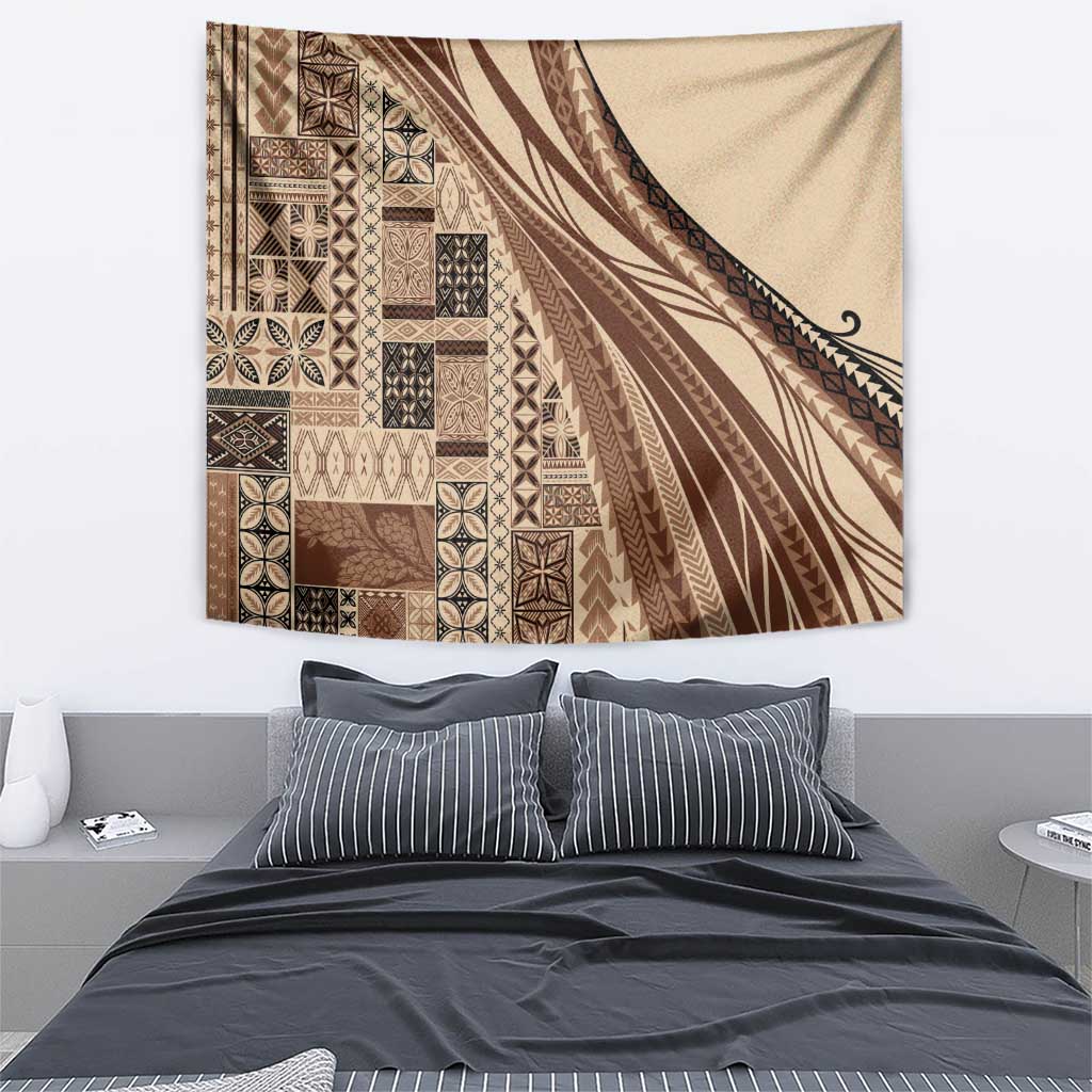 Pasifika Women's Day - Samoa Siapo Malu Tattoo Inspired Tapestry Beige
