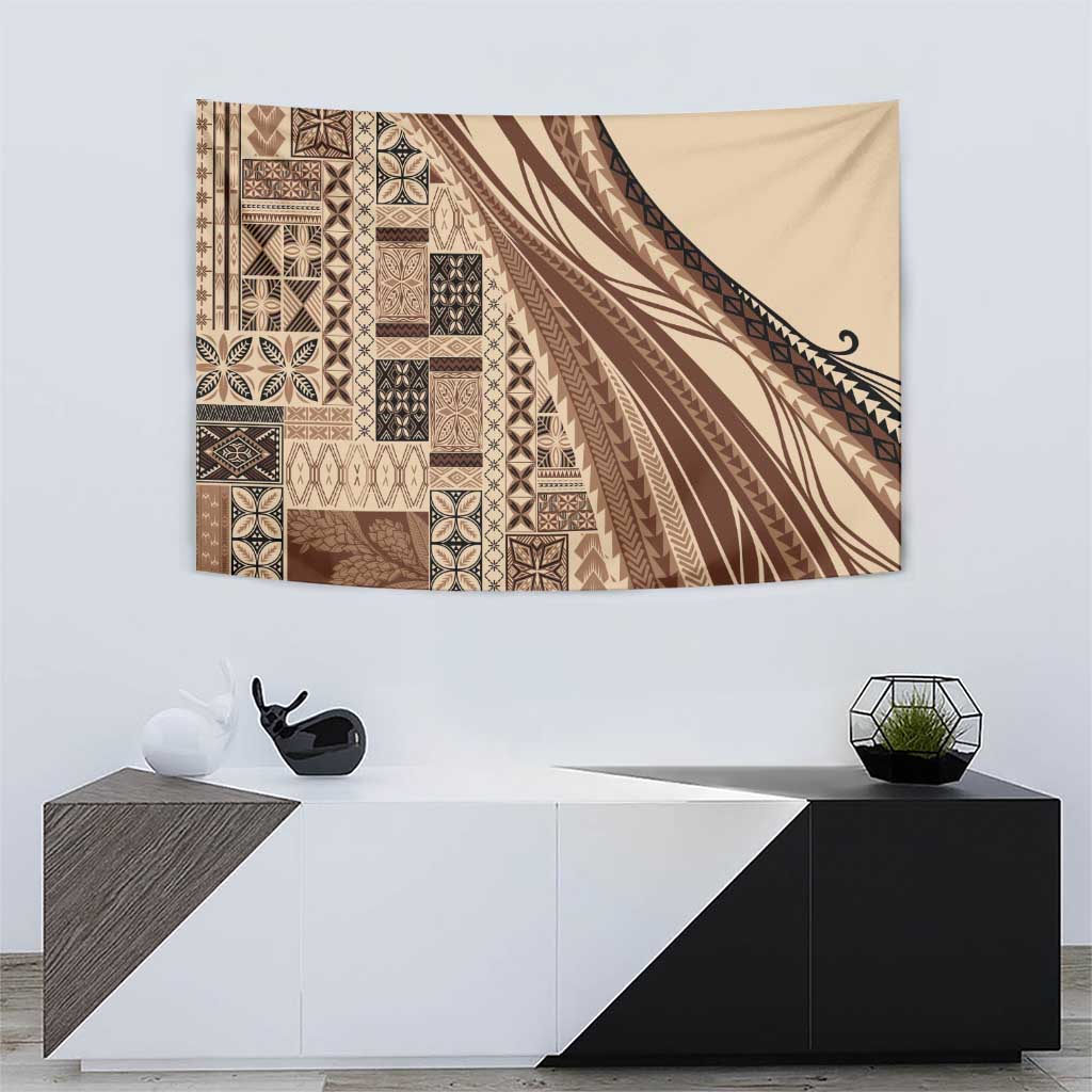Pasifika Women's Day - Samoa Siapo Malu Tattoo Inspired Tapestry Beige