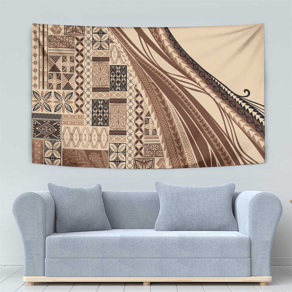 Pasifika Women's Day - Samoa Siapo Malu Tattoo Inspired Tapestry Beige