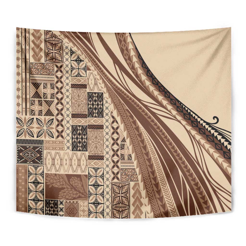 Pasifika Women's Day - Samoa Siapo Malu Tattoo Inspired Tapestry Beige
