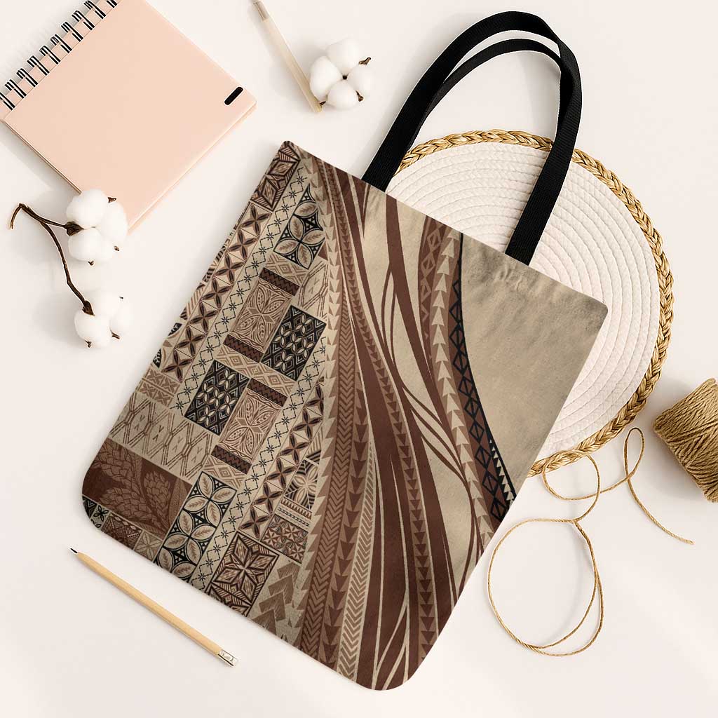 Pasifika Women's Day - Samoa Siapo Malu Tattoo Inspired Tote Bag Beige