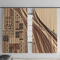 Pasifika Women's Day - Samoa Siapo Malu Tattoo Inspired Window Curtain Beige