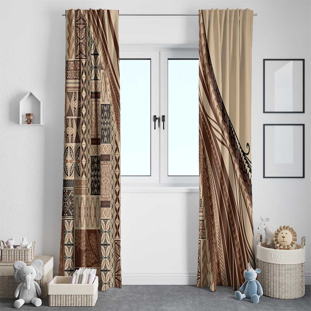 Pasifika Women's Day - Samoa Siapo Malu Tattoo Inspired Window Curtain Beige