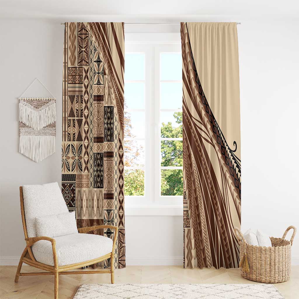 Pasifika Women's Day - Samoa Siapo Malu Tattoo Inspired Window Curtain Beige
