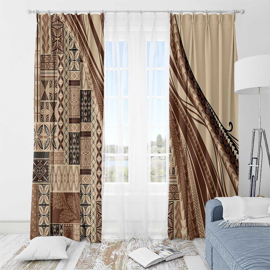 Pasifika Women's Day - Samoa Siapo Malu Tattoo Inspired Window Curtain Beige