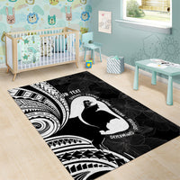 Mother's Day Area Rug Polynesia Vintage Hibiscus - Black