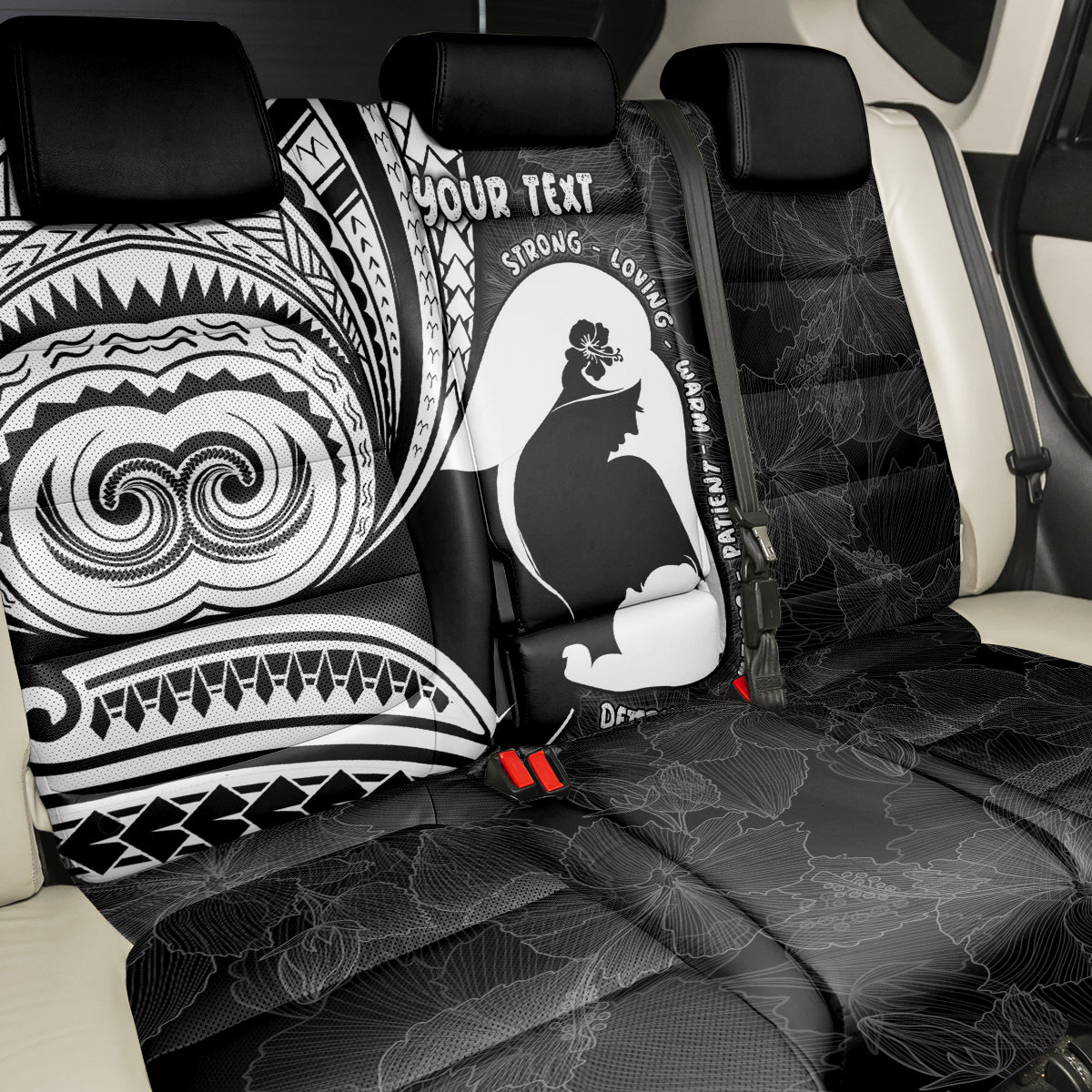 Mother's Day Back Car Seat Cover Polynesia Vintage Hibiscus - Black LT7 - Polynesian Pride