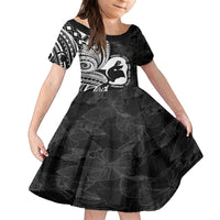 Mother's Day Family Matching Puletasi and Hawaiian Shirt Polynesia Vintage Hibiscus - Black LT7 Daughter's Dress Black - Polynesian Pride