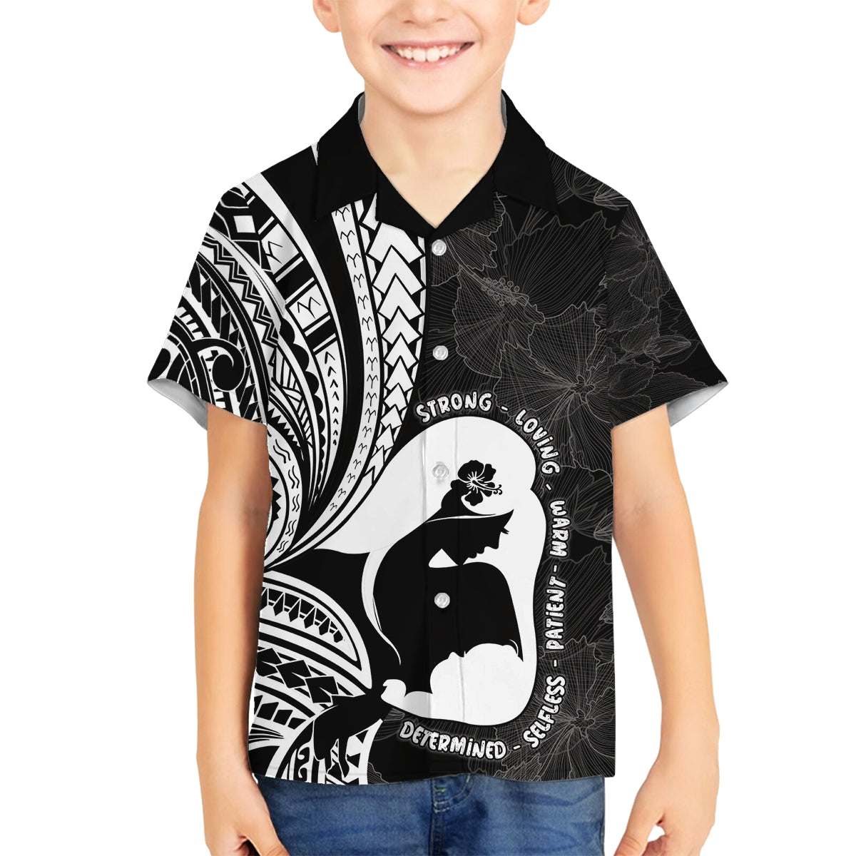 Mother's Day Family Matching Puletasi and Hawaiian Shirt Polynesia Vintage Hibiscus - Black LT7 Son's Shirt Black - Polynesian Pride