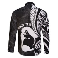 Mother's Day Family Matching Short Sleeve Bodycon Dress and Hawaiian Shirt Polynesia Vintage Hibiscus - Black