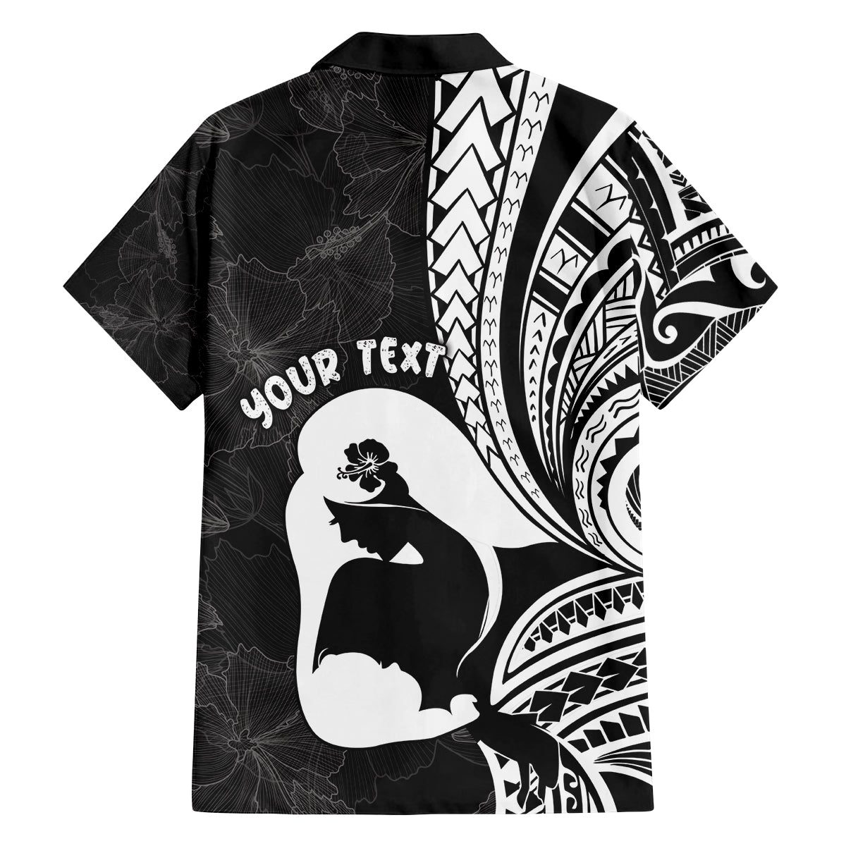 Mother's Day Family Matching Tank Maxi Dress and Hawaiian Shirt Polynesia Vintage Hibiscus - Black