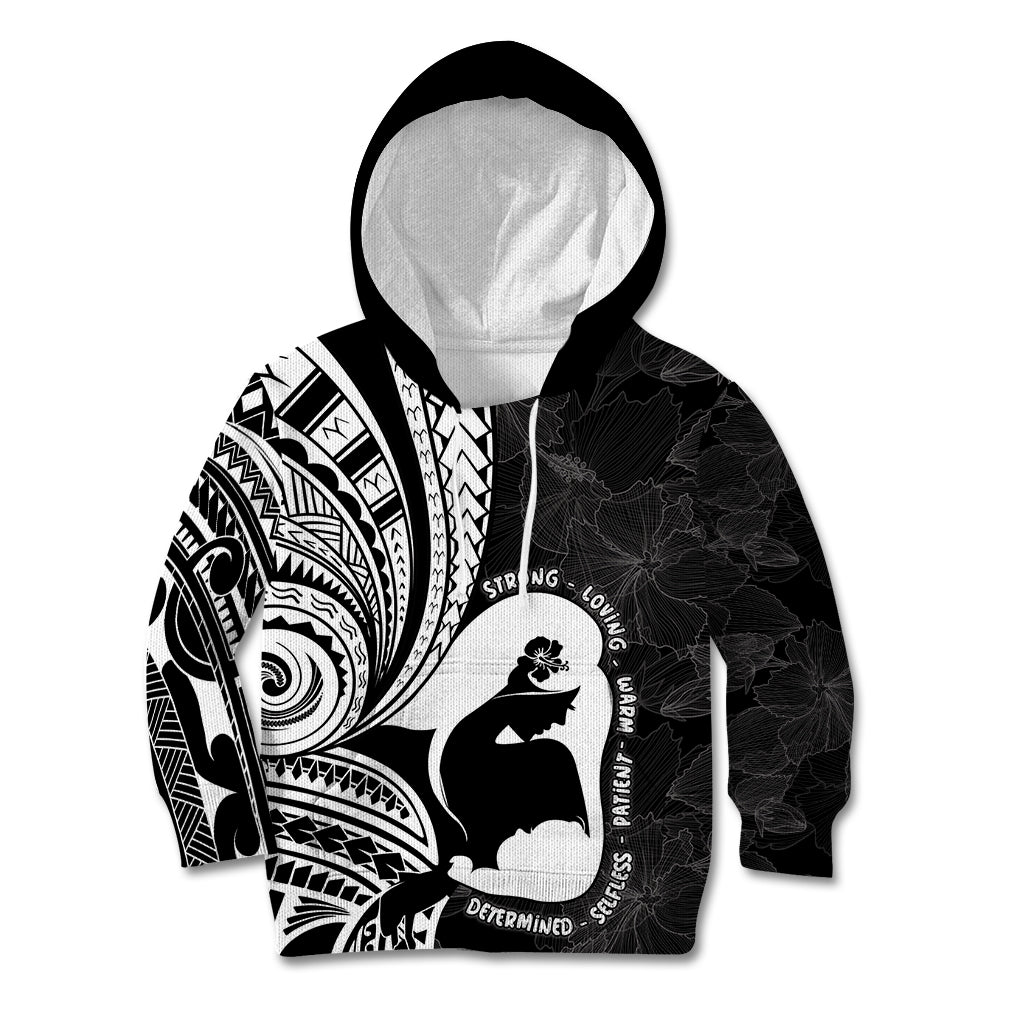 Mother's Day Kid Hoodie Polynesia Vintage Hibiscus - Black LT7 Hoodie Black - Polynesian Pride