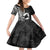 Mother's Day Kid Short Sleeve Dress Polynesia Vintage Hibiscus - Black