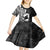 Mother's Day Kid Short Sleeve Dress Polynesia Vintage Hibiscus - Black