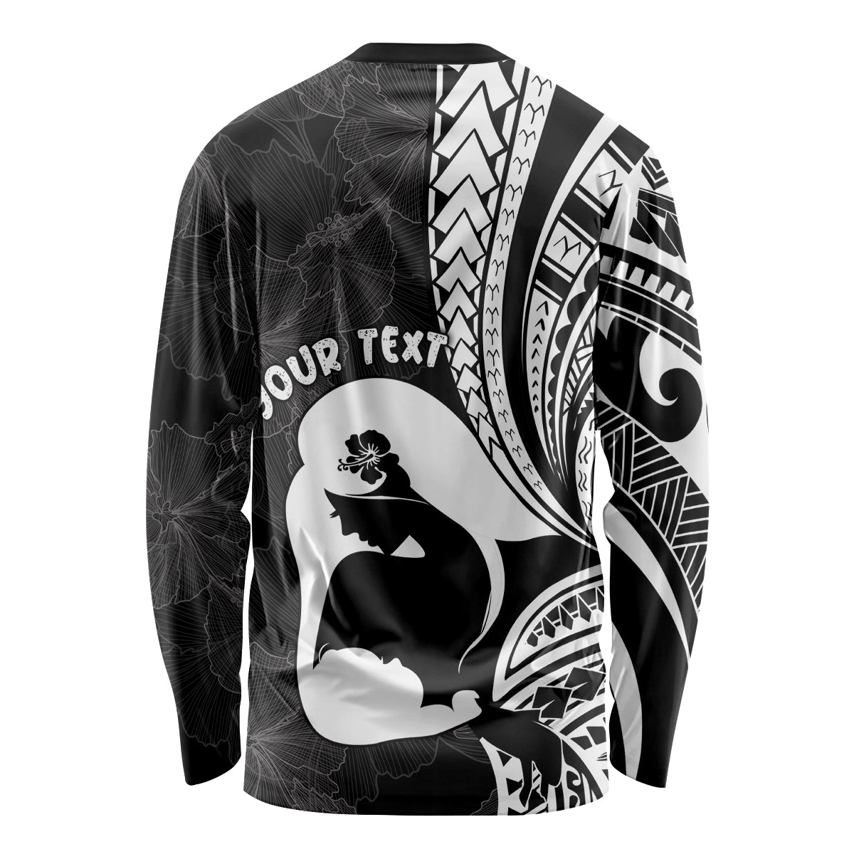 Mother's Day Long Sleeve Shirt Polynesia Vintage Hibiscus - Black LT7 - Polynesian Pride