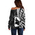 Mother's Day Off Shoulder Sweater Polynesia Vintage Hibiscus - Black