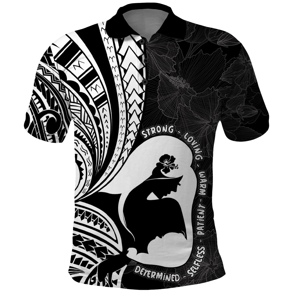 Mother's Day Polo Shirt Polynesia Vintage Hibiscus - Black