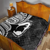 Mother's Day Quilt Polynesia Vintage Hibiscus - Black