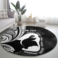 Mother's Day Round Carpet Polynesia Vintage Hibiscus - Black LT7 - Polynesian Pride