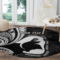 Mother's Day Round Carpet Polynesia Vintage Hibiscus - Black LT7 - Polynesian Pride