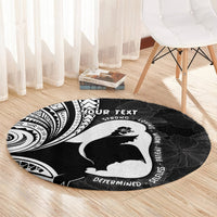 Mother's Day Round Carpet Polynesia Vintage Hibiscus - Black LT7 - Polynesian Pride