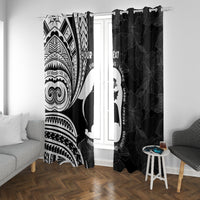 Mother's Day Window Curtain Polynesia Vintage Hibiscus - Black LT7 With Grommets Black - Polynesian Pride