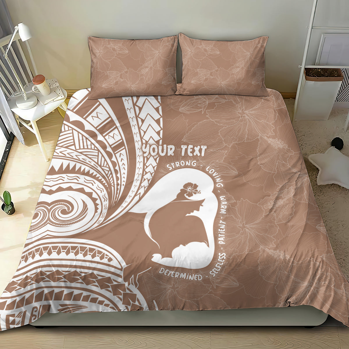 Mother's Day Bedding Set Polynesia Vintage Hibiscus - Brown