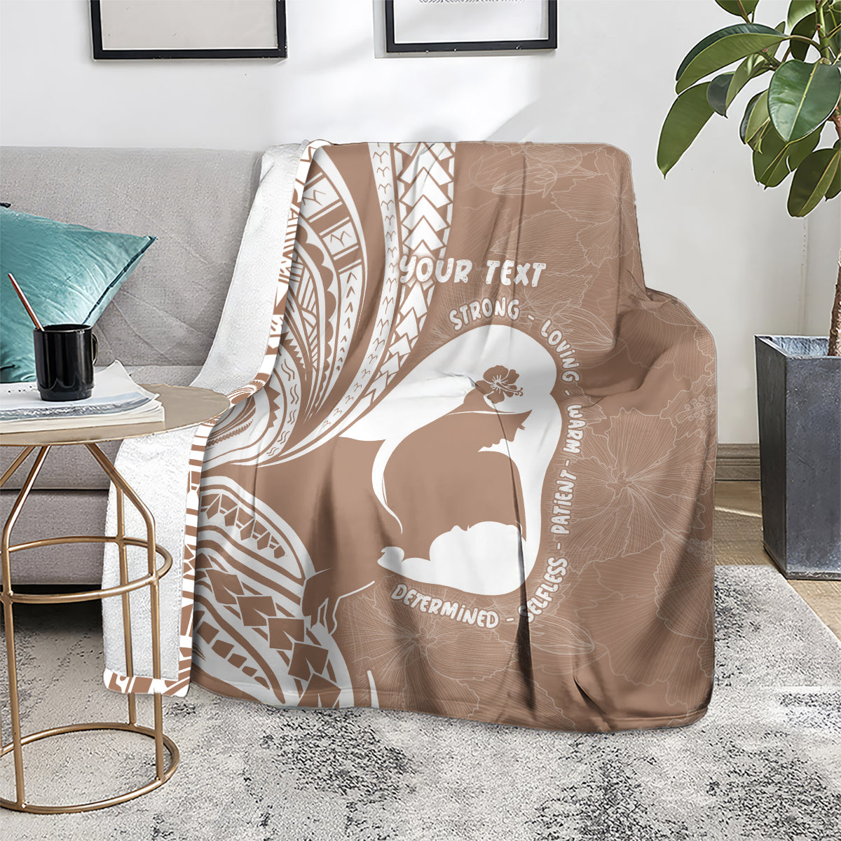 Mother's Day Blanket Polynesia Vintage Hibiscus - Brown