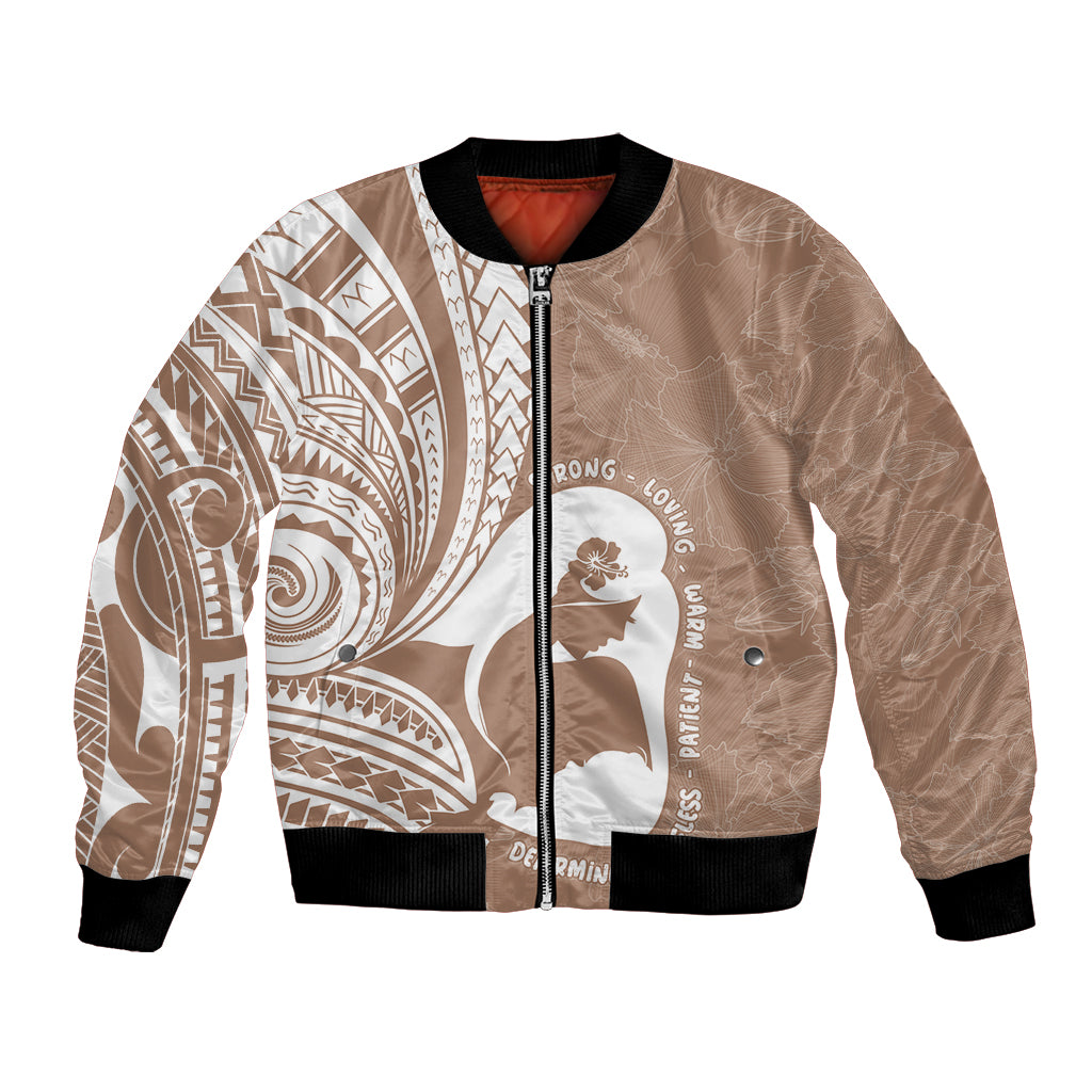 Mother's Day Bomber Jacket Polynesia Vintage Hibiscus - Brown LT7 Unisex Brown - Polynesian Pride