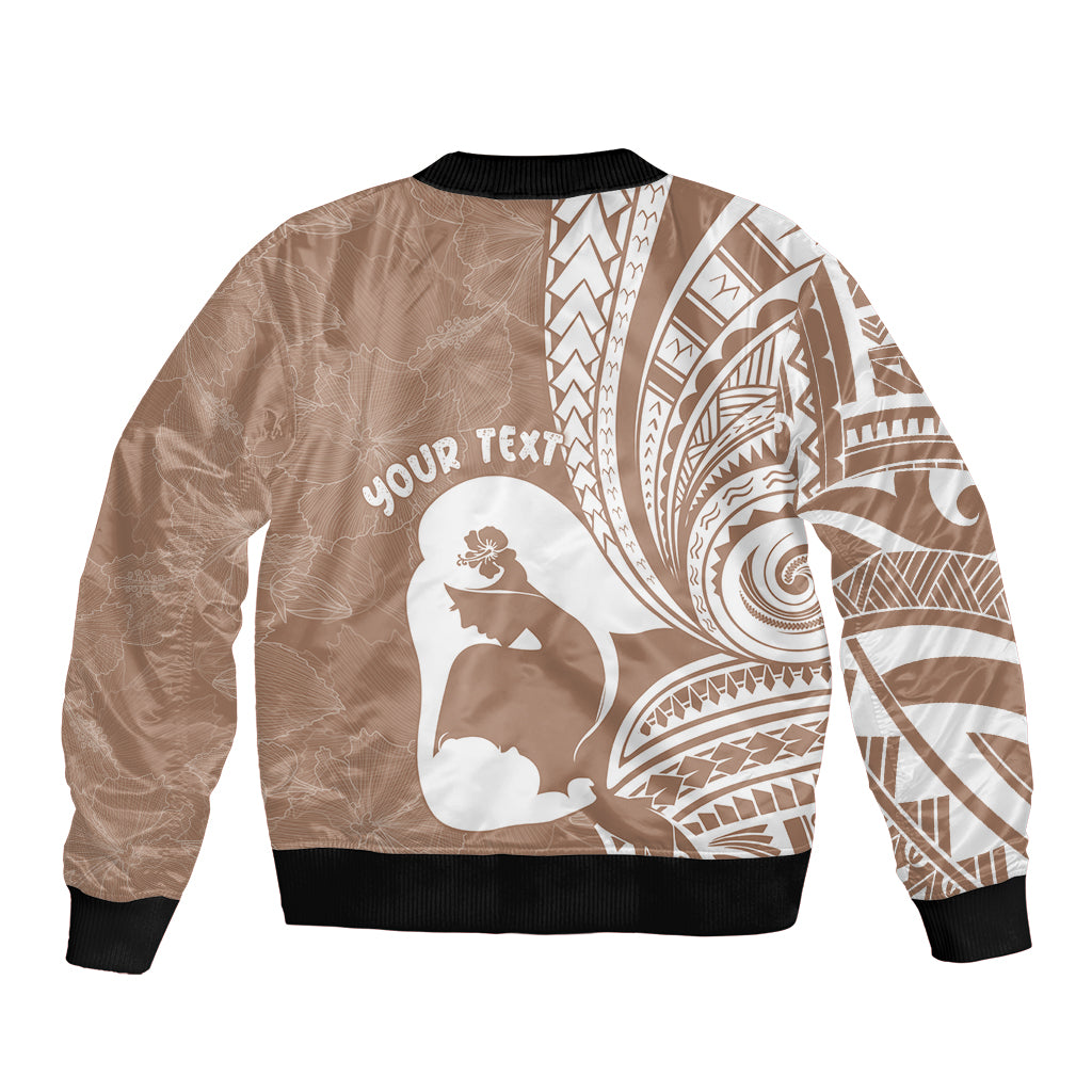 Mother's Day Bomber Jacket Polynesia Vintage Hibiscus - Brown