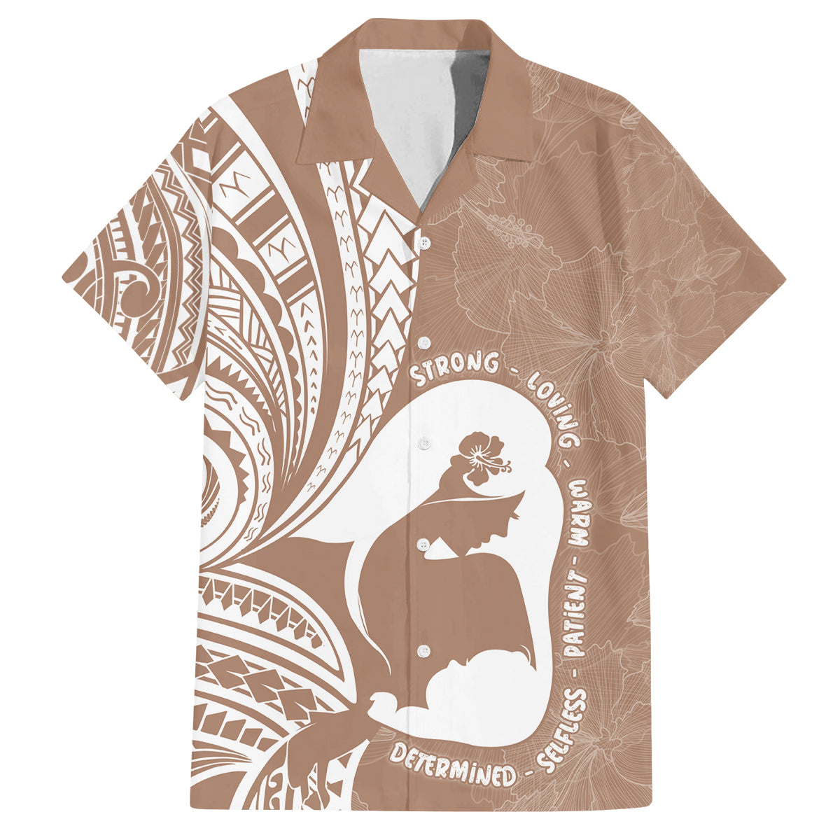 Mother's Day Family Matching Puletasi and Hawaiian Shirt Polynesia Vintage Hibiscus - Brown LT7 Dad's Shirt - Short Sleeve Brown - Polynesian Pride