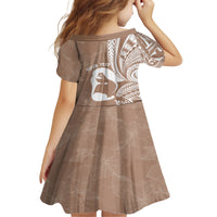 Mother's Day Family Matching Tank Maxi Dress and Hawaiian Shirt Polynesia Vintage Hibiscus - Brown