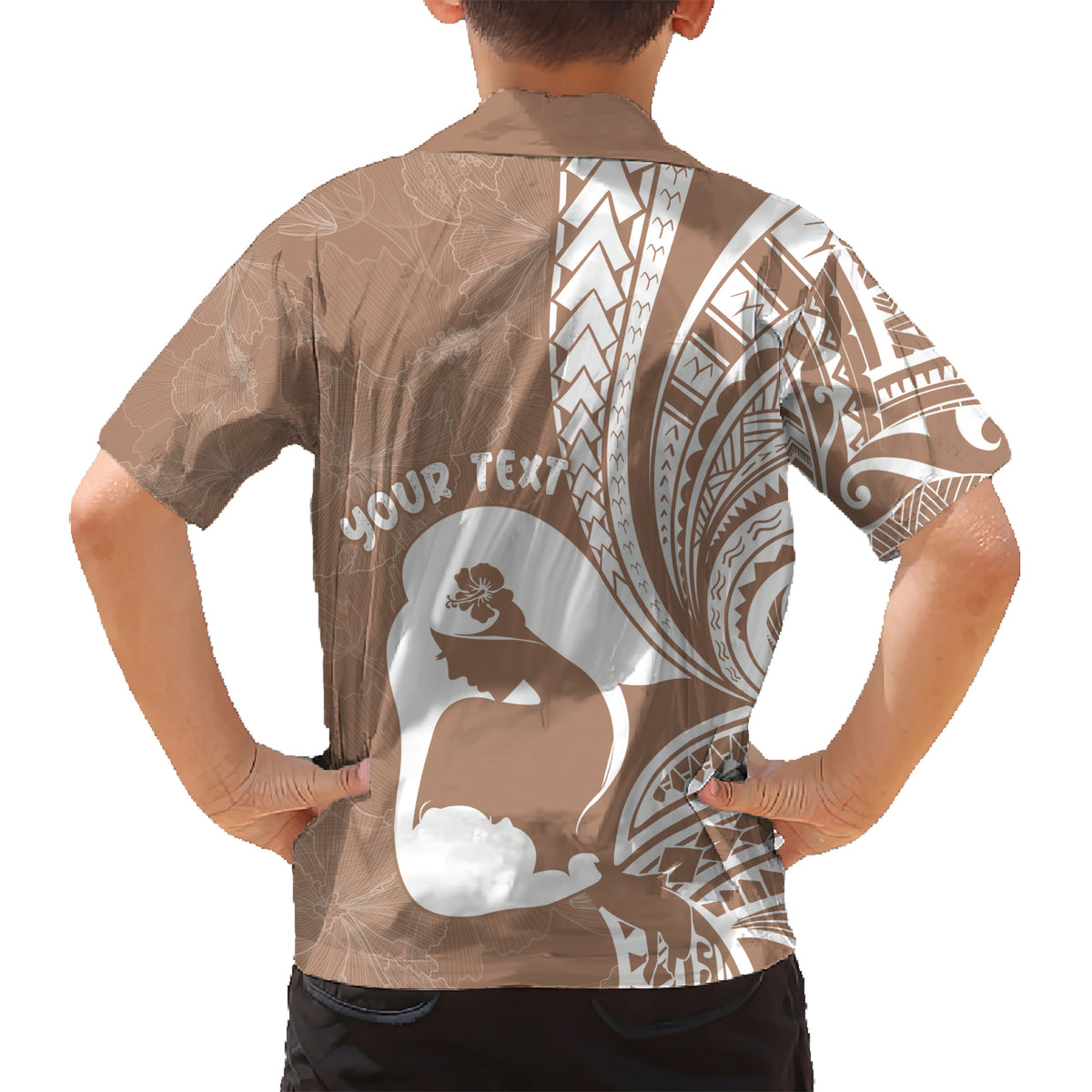 Mother's Day Kid Hawaiian Shirt Polynesia Vintage Hibiscus - Brown