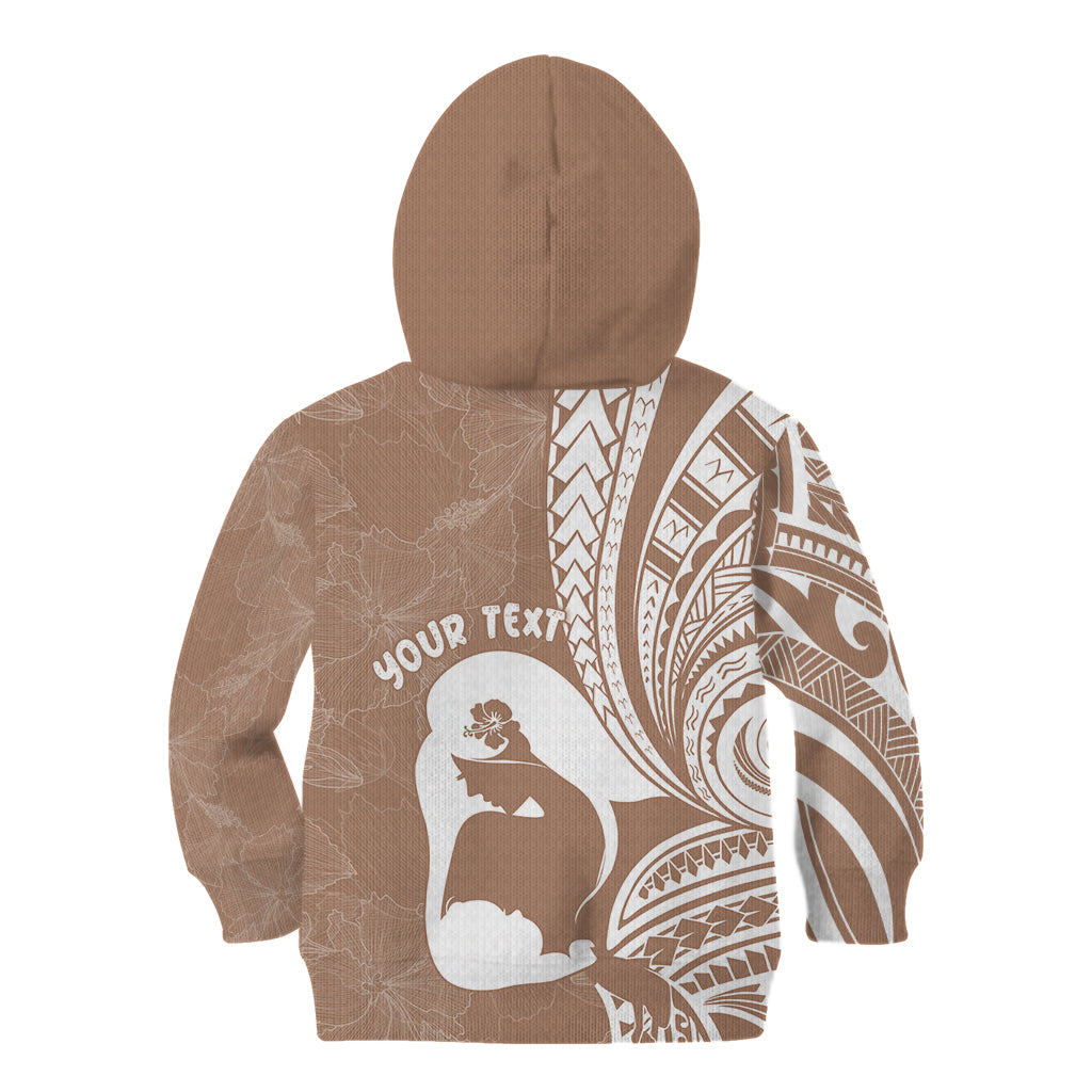 Mother's Day Kid Hoodie Polynesia Vintage Hibiscus - Brown