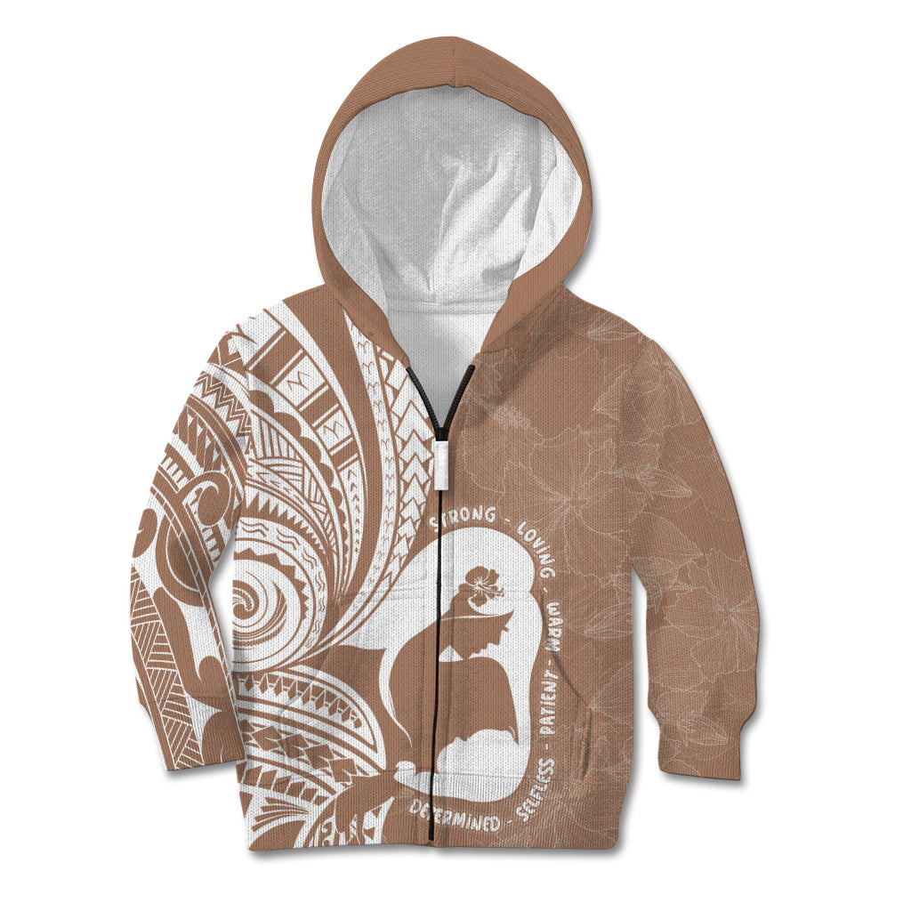 Mother's Day Kid Hoodie Polynesia Vintage Hibiscus - Brown