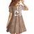 Mother's Day Kid Short Sleeve Dress Polynesia Vintage Hibiscus - Brown