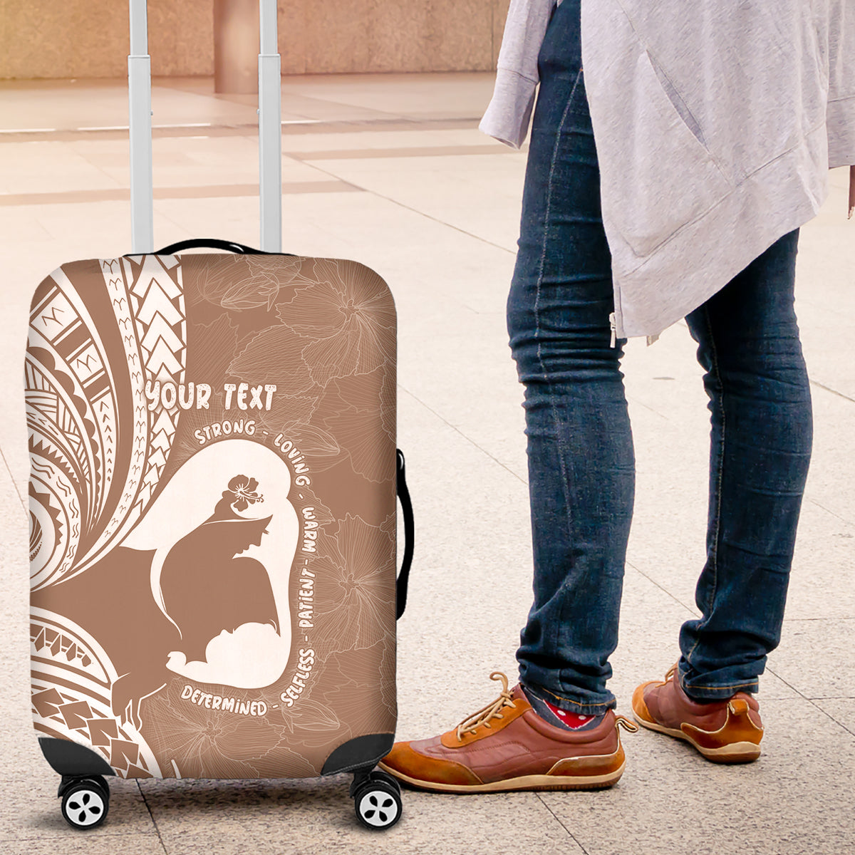 Mother's Day Luggage Cover Polynesia Vintage Hibiscus - Brown LT7 Brown - Polynesian Pride