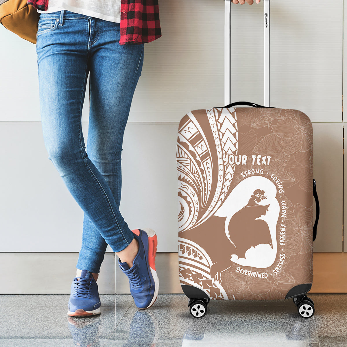 Mother's Day Luggage Cover Polynesia Vintage Hibiscus - Brown LT7 - Polynesian Pride