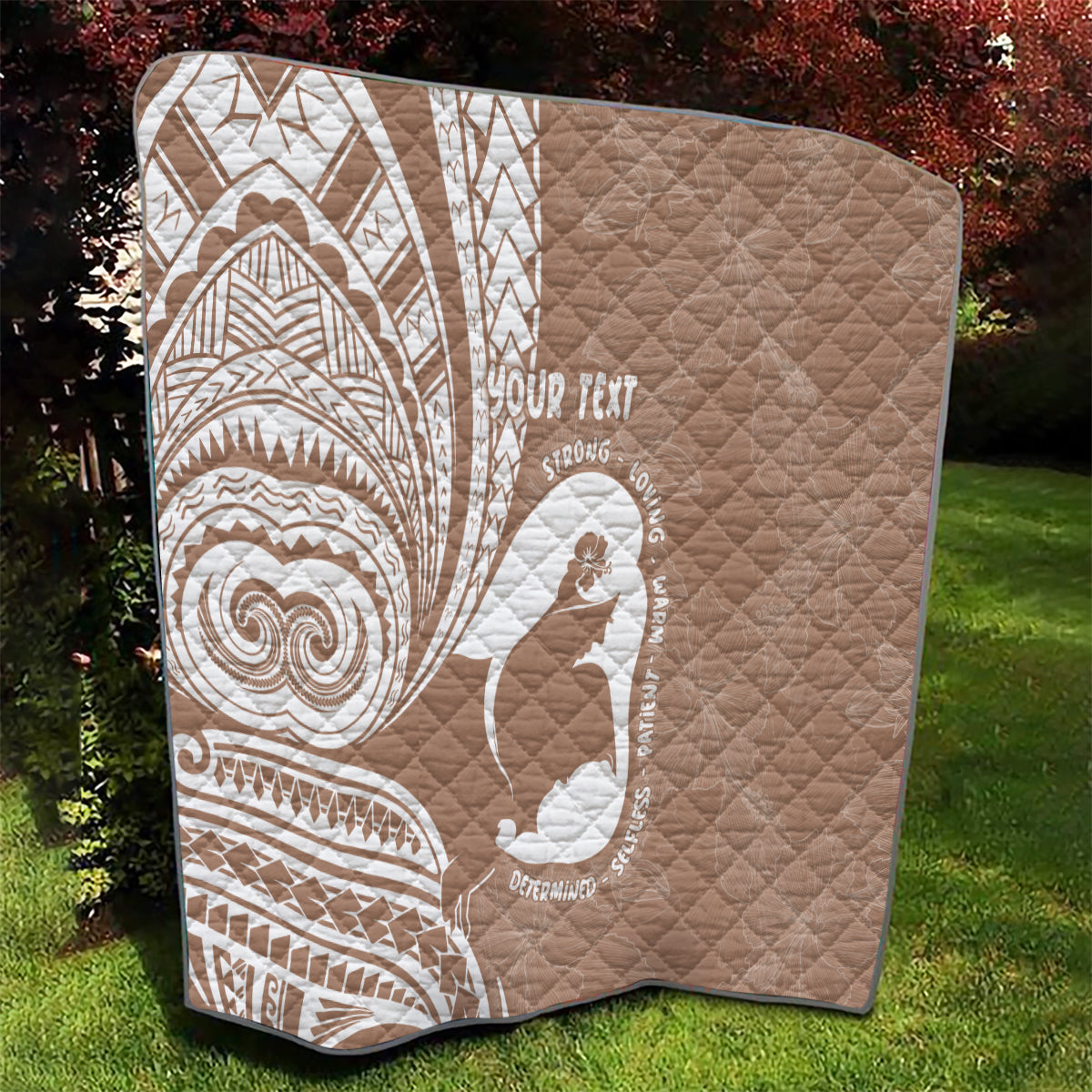 Mother's Day Quilt Polynesia Vintage Hibiscus - Brown