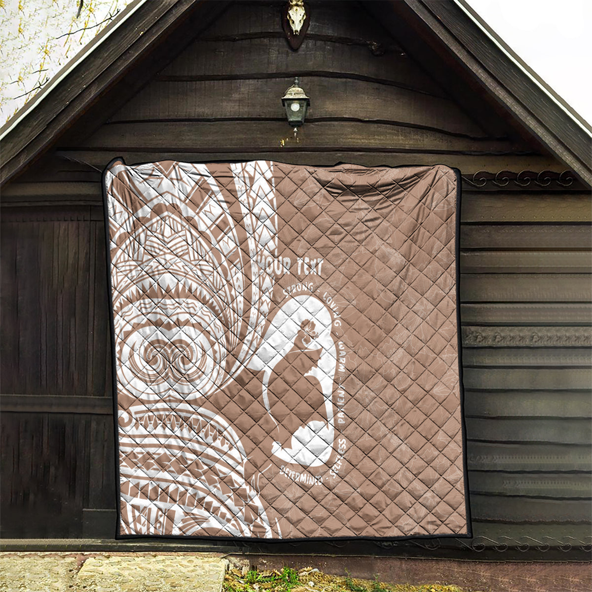 Mother's Day Quilt Polynesia Vintage Hibiscus - Brown