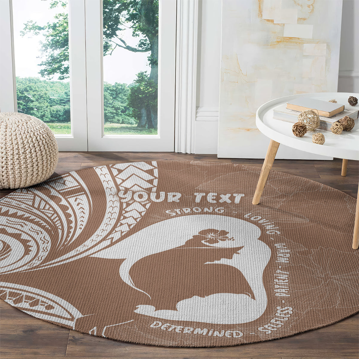 Mother's Day Round Carpet Polynesia Vintage Hibiscus - Brown LT7 - Polynesian Pride